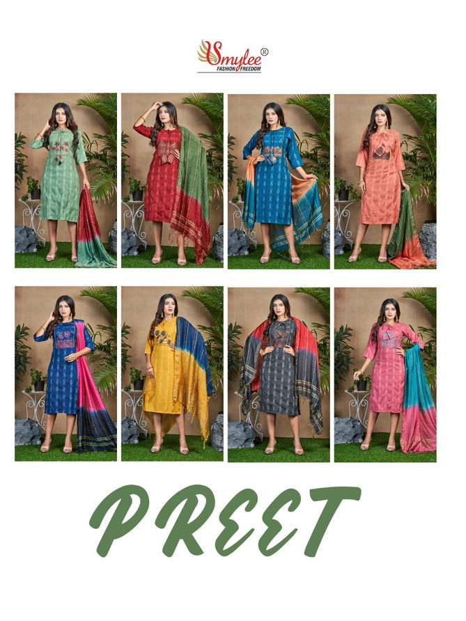 Rung Preet Fancy Regular Wear Heavy Rayon Kurti With Dupatta Collection